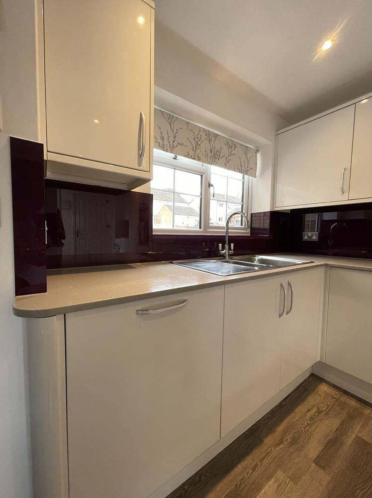Matt Aubergine Colour Glass Splashback - Bespoke