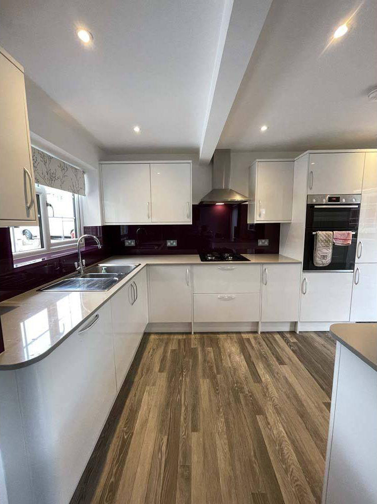 Matt Aubergine Colour Glass Splashback - Bespoke