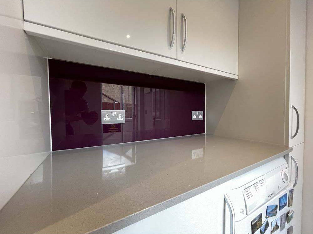 Matt Aubergine Colour Glass Splashback - Bespoke