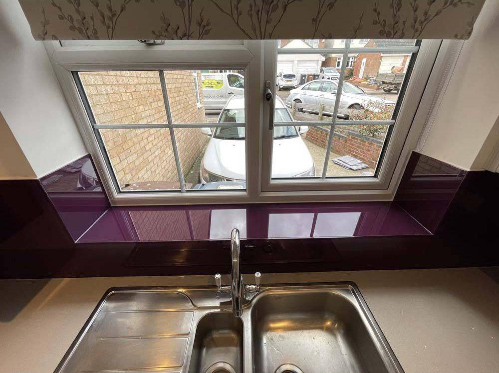 Matt Aubergine Colour Glass Splashback - Bespoke