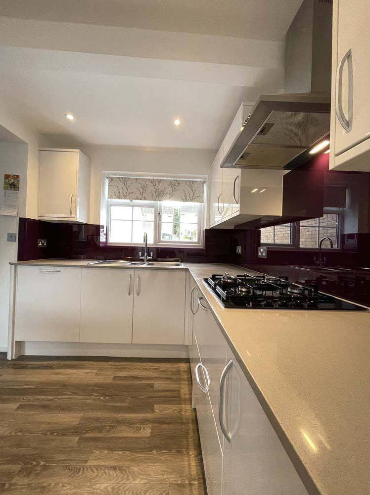 Matt Aubergine Colour Glass Splashback - Bespoke