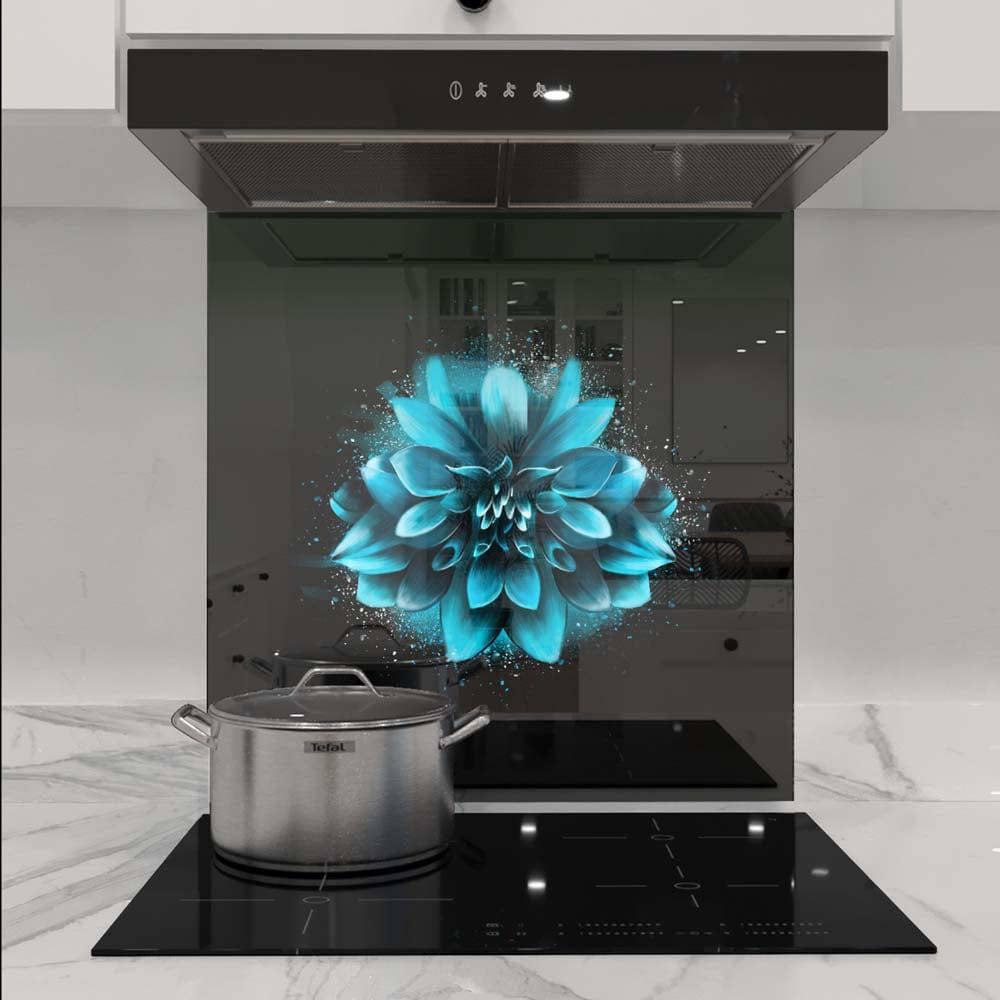 Blue Lotus Printed Glass Splashback - DIY - CreoGlass®