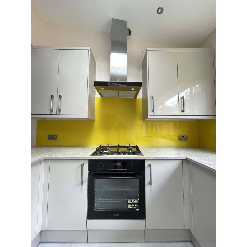 Canary Yellow Colour Glass Splashback - Bespoke - CreoGlass®