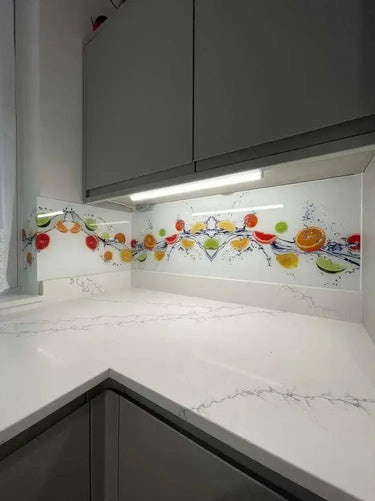 Citrus Fruits Water Printed Glass Splashback - Bespoke - CreoGlass®