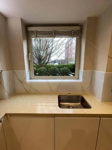 Golden - White Calacatta Splashback - Bespoke - CreoGlass®