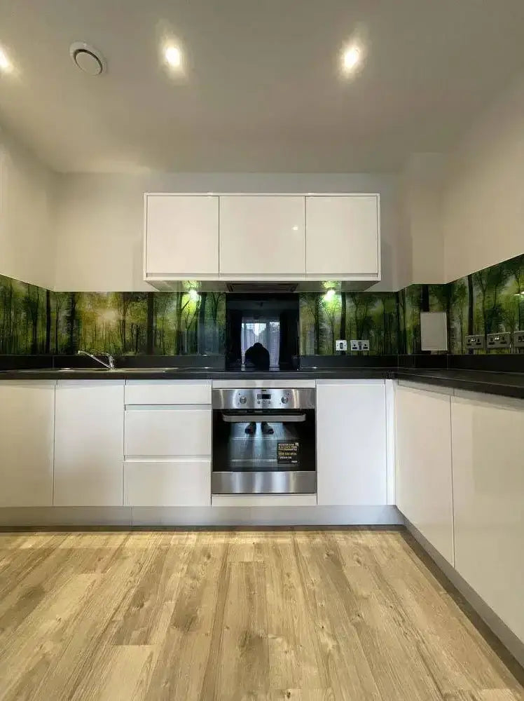 Green Forest Printed Landscape Glass Splashback - Bespoke - CreoGlass®