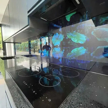 Jungle Leaves Printed Landscape Glass Kitchen Splashback - Bespoke - CreoGlass®