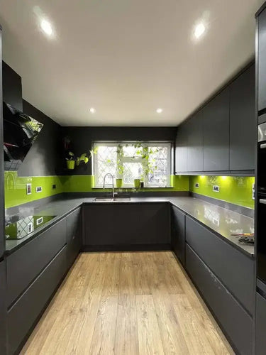 Lime Green Colour Glass Splashback - Bespoke - CreoGlass®
