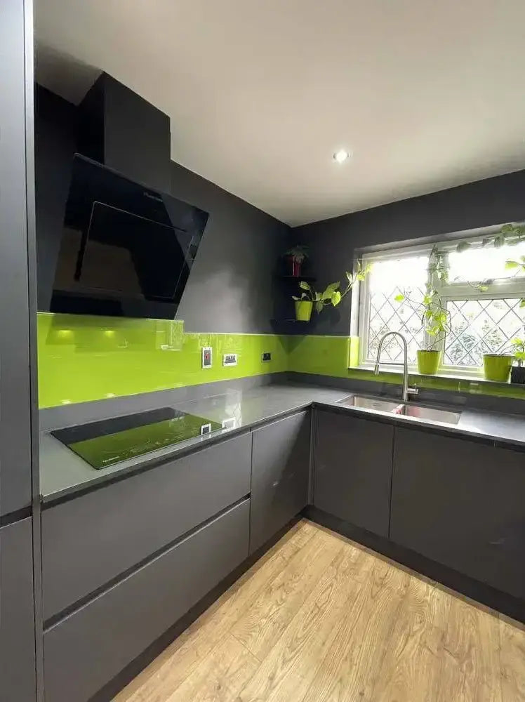 Matt Lime Green Colour Glass Splashback - Bespoke - CreoGlass®