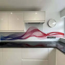 Multi-Coloured Printed Wave Glass Splashback - Bespoke - CreoGlass®