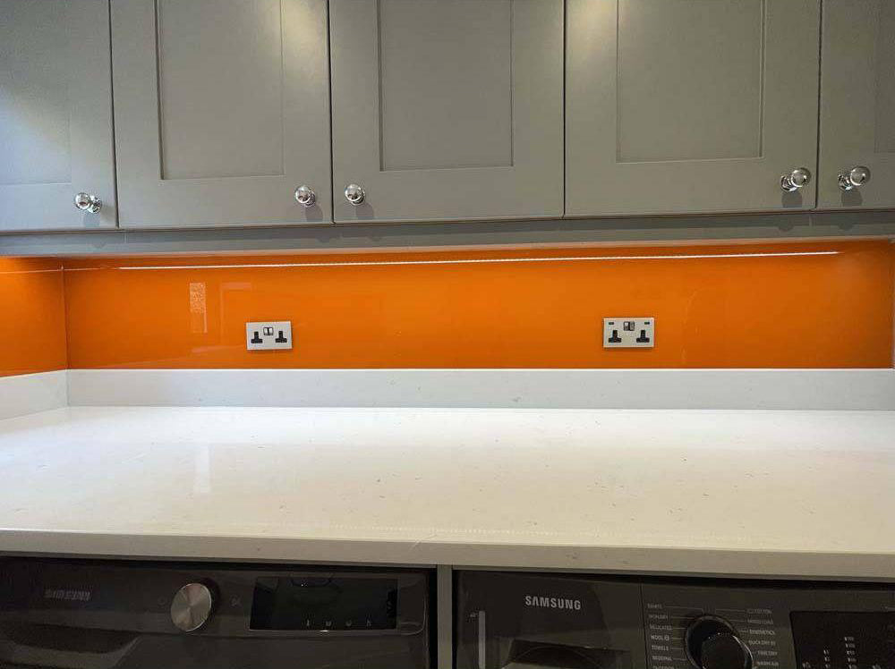 Matt Pure Orange Colour Glass Splashback - Bespoke