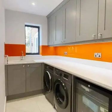 Matt Pure Orange Colour Glass Splashback - Bespoke - CreoGlass®