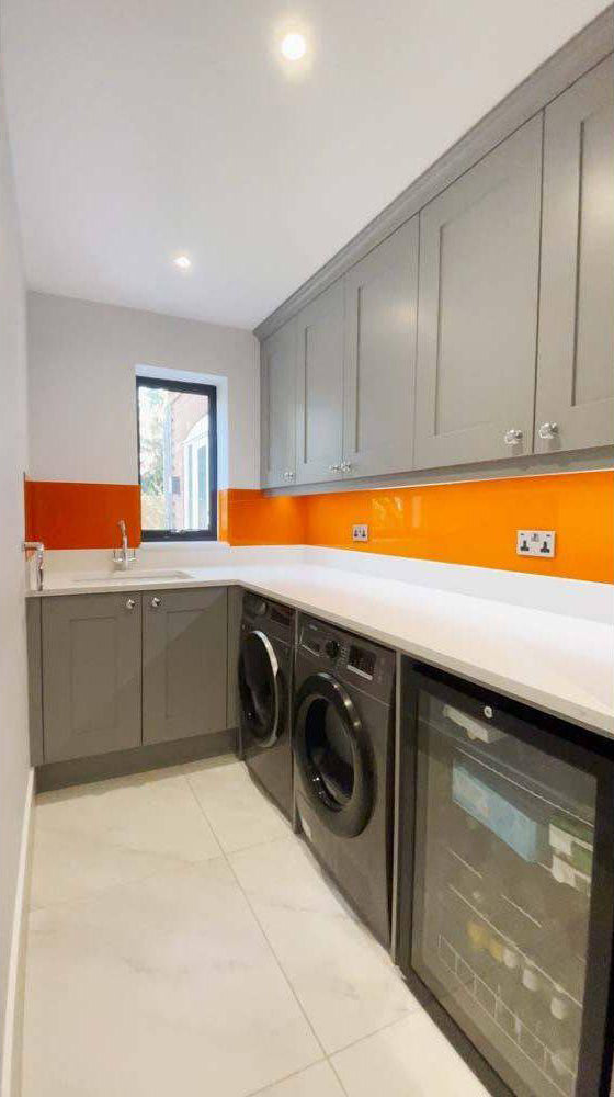 Matt Pure Orange Colour Glass Splashback - Bespoke