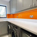Matt Pure Orange Colour Glass Splashback - Bespoke - CreoGlass®