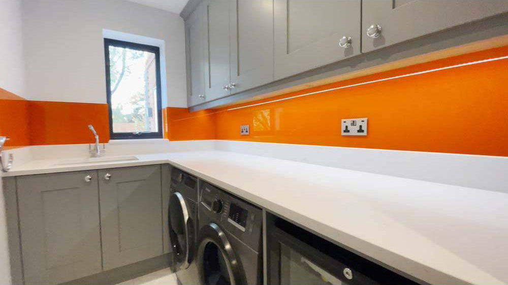 Matt Pure Orange Colour Glass Splashback - Bespoke