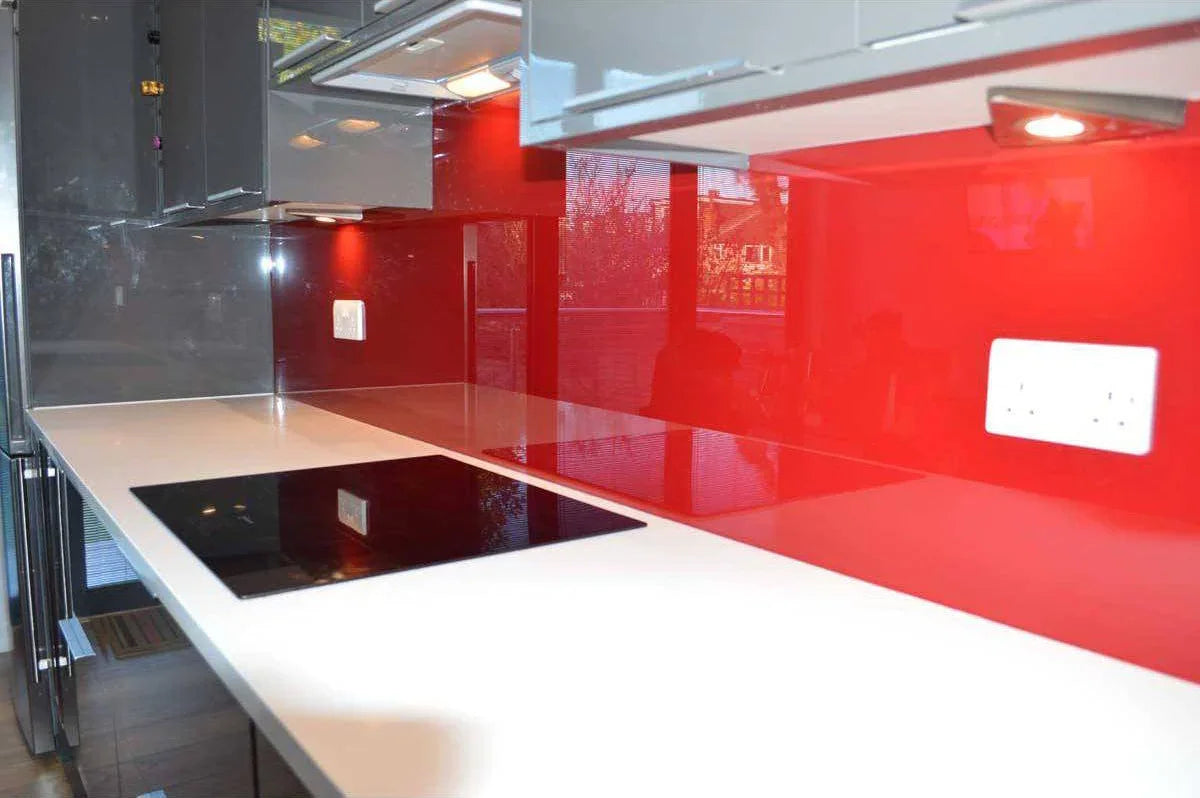 Matt Purple Red Colour Glass Splashback - Bespoke