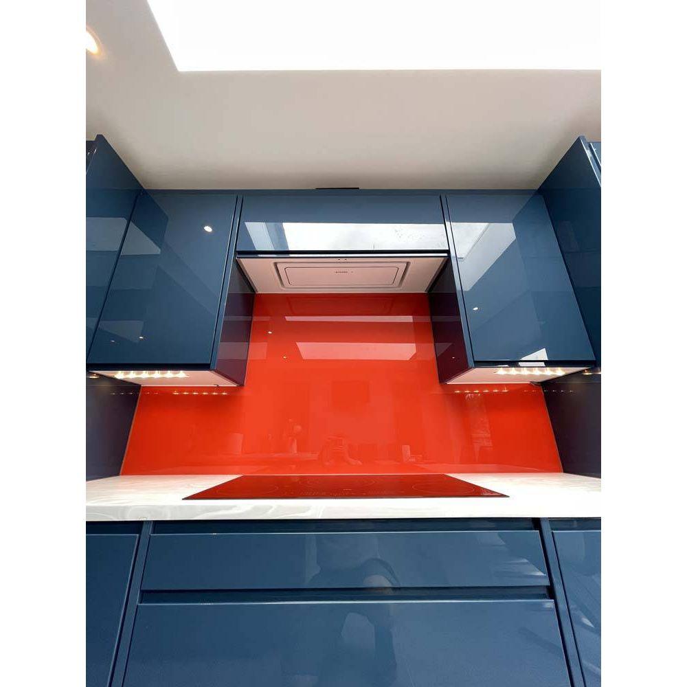 Matt Signal Red Colour Glass Splashback - Bespoke - CreoGlass®