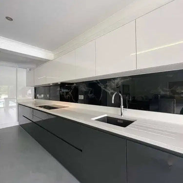 Silver - Black Opera Splashback - Bespoke - CreoGlass®