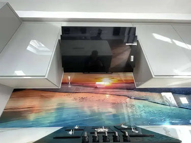 Sunset Beach Printed Glass Kitchen Splashback - Bespoke - CreoGlass®
