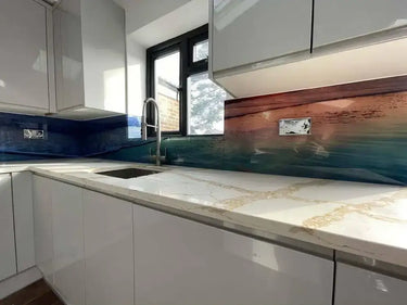 Sunset Beach Printed Glass Kitchen Splashback - Bespoke - CreoGlass®