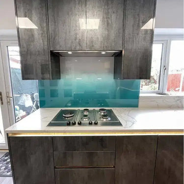 Teal to White- Gradient - Splashback - Bespoke - CreoGlass®