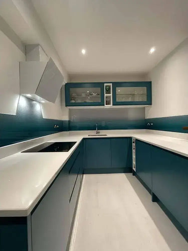 Teal to White- Gradient - Splashback - Bespoke - CreoGlass®