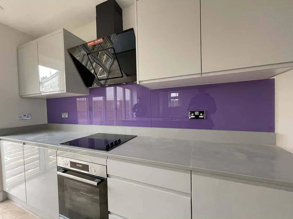 Matt Violet Colour Glass Splashback - Bespoke