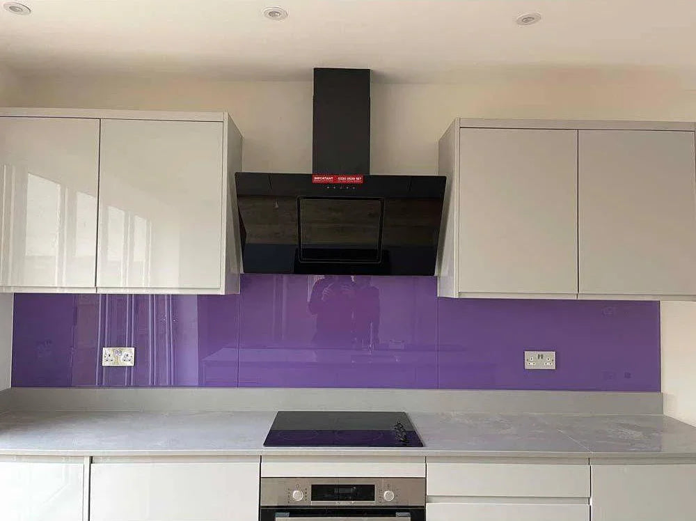 Matt Violet Colour Glass Splashback - Bespoke