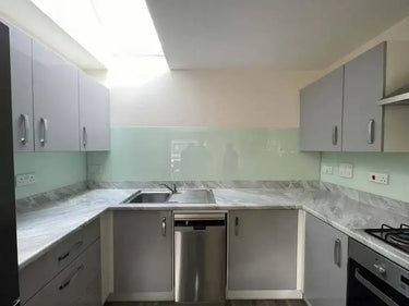 Matt White Green Colour Glass Splashback - Bespoke - CreoGlass®
