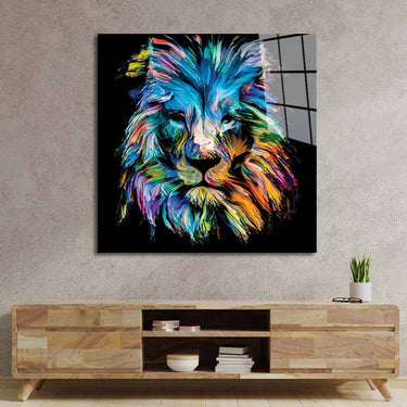Abstract Blue Lion Glass Wall Art - DIY - CreoGlass®