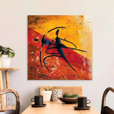 Abstract Dancing African Couple Glass Wall Art - DIY - CreoGlass®