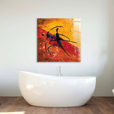 Abstract Dancing African Couple Glass Wall Art - DIY - CreoGlass®