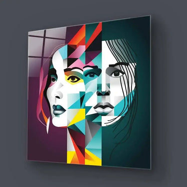 Abstract Gemini Woman Glass Wall Art - DIY - CreoGlass®