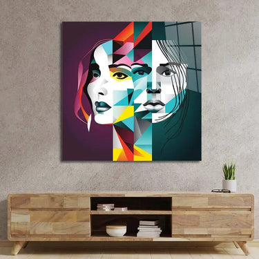 Abstract Gemini Woman Glass Wall Art - DIY - CreoGlass®