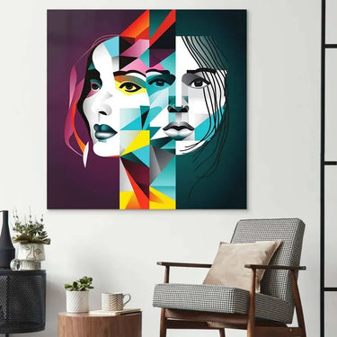 Abstract Gemini Woman Glass Wall Art - DIY - CreoGlass®