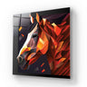Geometric horse art on decorative glass panel, modern wall decor for luxury interiors
