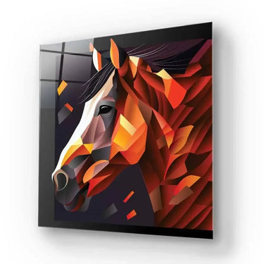 Abstract Geometric Brown Horse Glass Wall Art - DIY - CreoGlass®