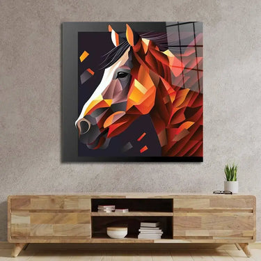 Abstract Geometric Brown Horse Glass Wall Art - DIY - CreoGlass®