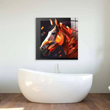 Abstract Geometric Brown Horse Glass Wall Art - DIY - CreoGlass®