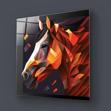 Abstract Geometric Brown Horse Glass Wall Art - DIY - CreoGlass®