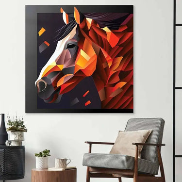 Abstract Geometric Brown Horse Glass Wall Art - DIY - CreoGlass®