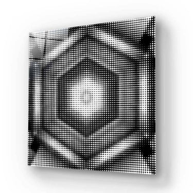 Bespoke halftone dot pattern decorative glass panel for modern interior design