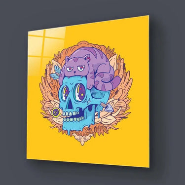Abstract Skull Cat Glass Wall Art - DIY - CreoGlass®