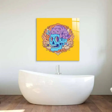 Abstract Skull Cat Glass Wall Art - DIY - CreoGlass®