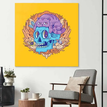 Abstract Skull Cat Glass Wall Art - DIY - CreoGlass®