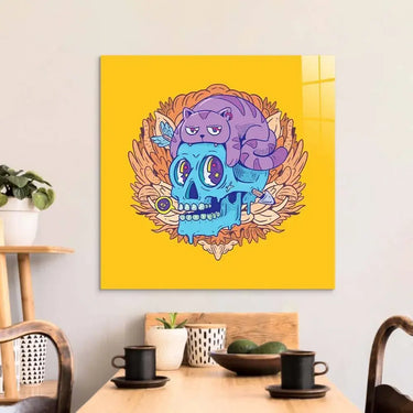 Abstract Skull Cat Glass Wall Art - DIY - CreoGlass®