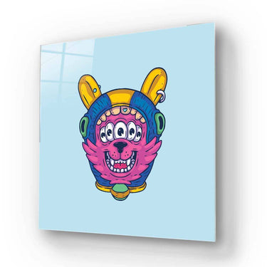 Colorful cartoon monster art on glass panel, perfect for decorative glass walls or feature mirrors
