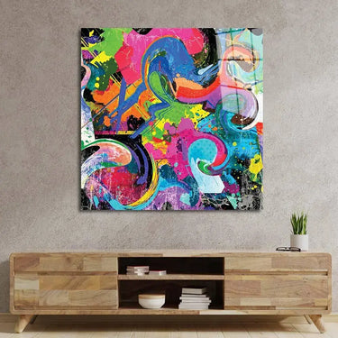 Abstract Spraypaint Square Glass Wall Art - DIY - CreoGlass®