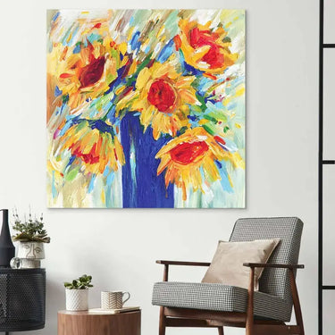 Abstract Sunflowers Glass Wall Art - DIY - CreoGlass®
