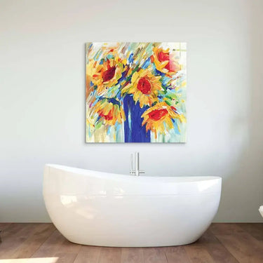 Abstract Sunflowers Glass Wall Art - DIY - CreoGlass®